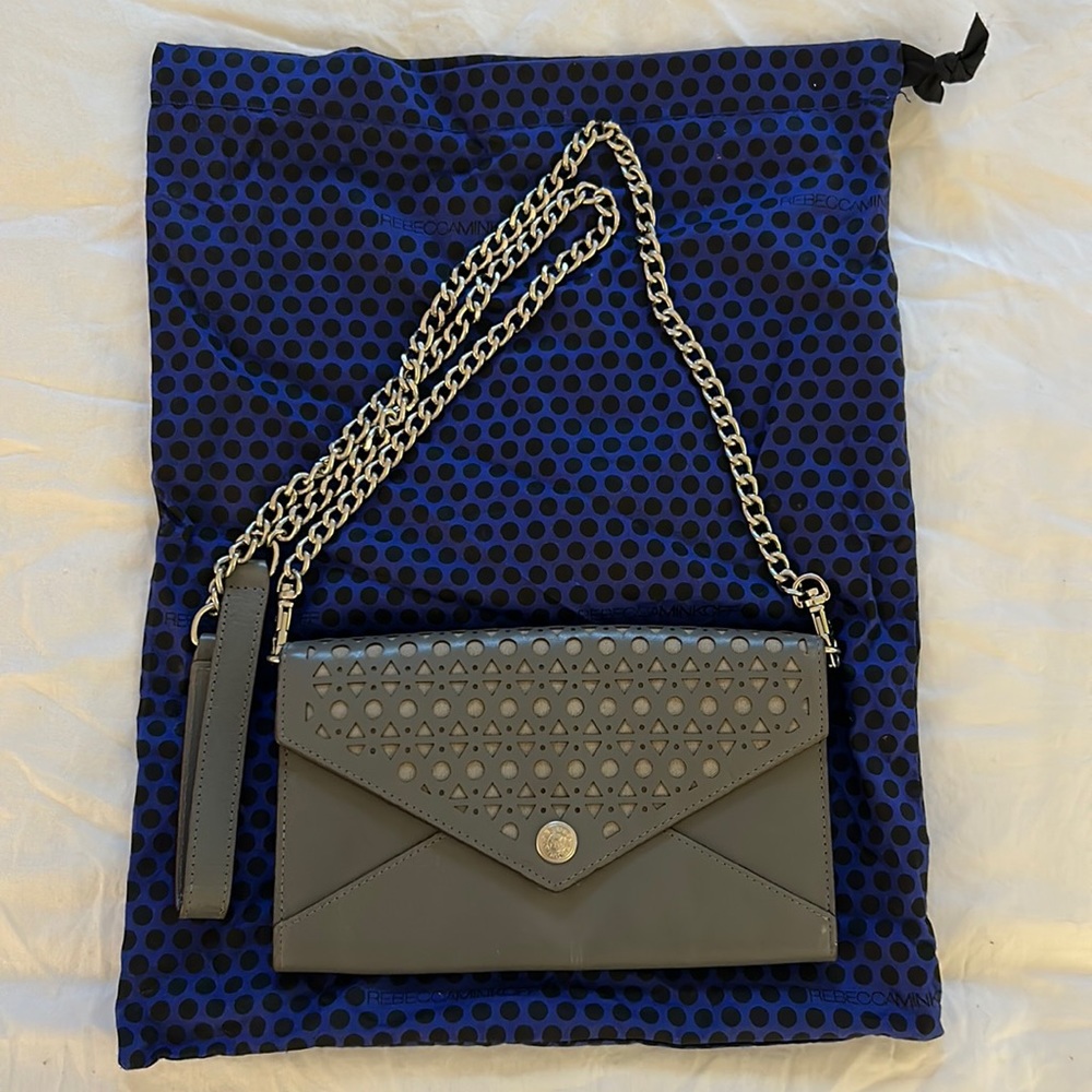 Grey Rebecca Minkoff shoulder bag / crossbody bag with removable chain strap
